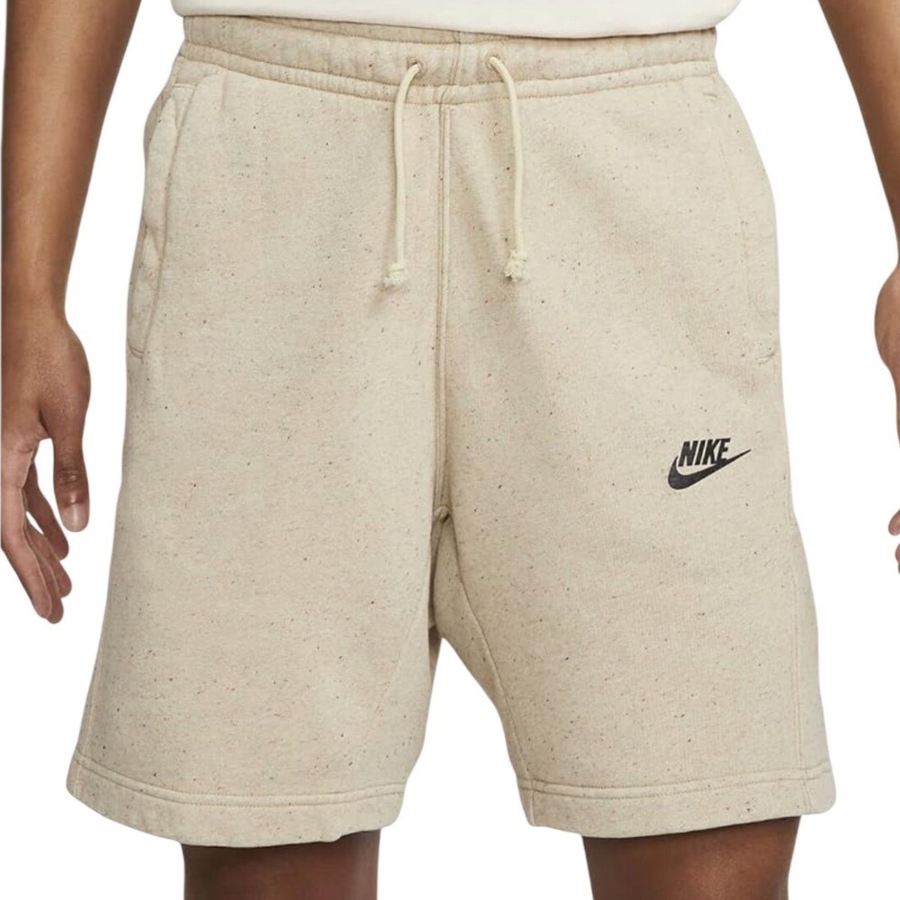 Nike Speckled Fleece Athletic Shorts Tan Mens Casual Comfort Gym Workout
